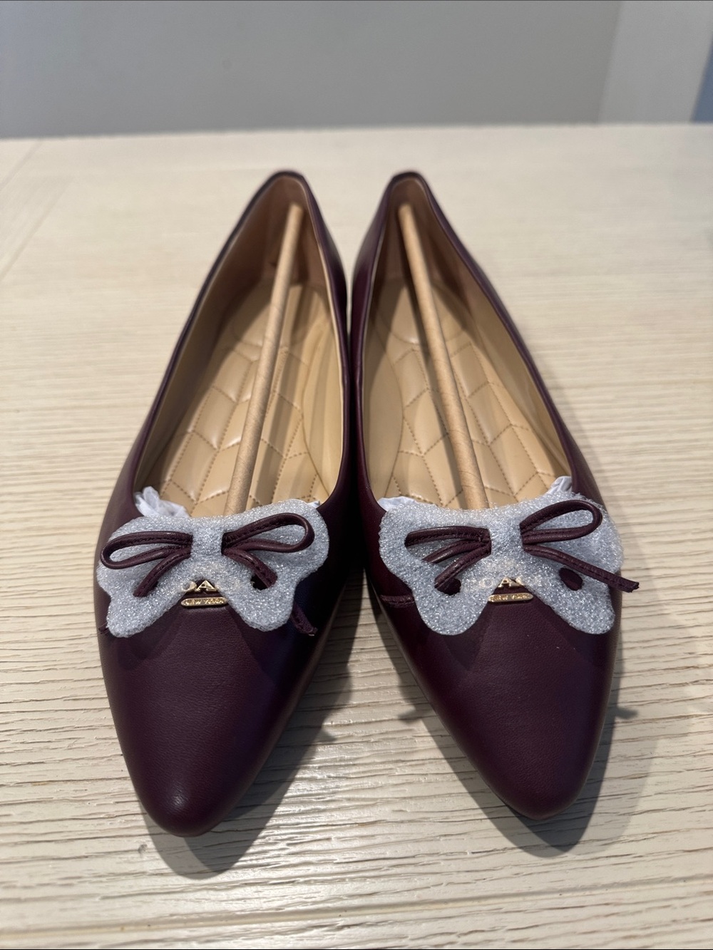 Coach Women's Annabel Leather Ballet Flat - Dark Cranberry